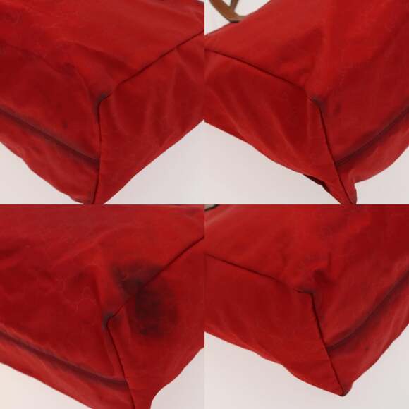 GUCCI GG Canvas Tote Bag Nylon Red Gold - Picture 10 of 12